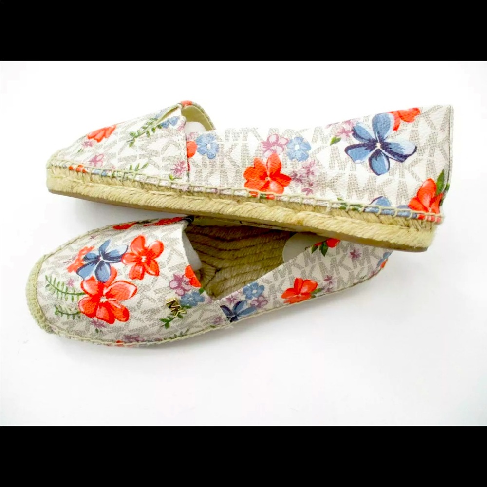 Authentic Michael Kors Kendrick Espadrille Women's Slip On Blue Red Floral Sz 6